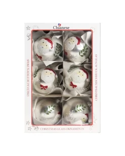 1Pz Pallina Di Vetro Decorata A Mano Argento Opaco 80Mm