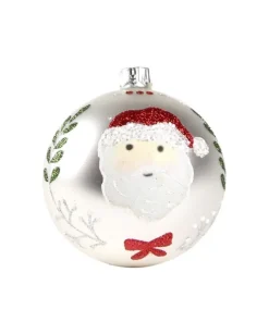 1Pz Pallina Di Vetro Decorata A Mano Argento Opaco 80Mm