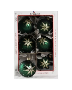 1Pz Pallina Di Vetro Decorata A Mano Verde Opaco 80Mm