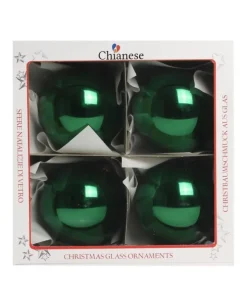 1Pz Pallina Di Vetro Tinta Unita Verde Lucido 100Mm