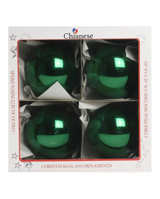 1Pz Pallina Di Vetro Tinta Unita Verde Lucido 100Mm