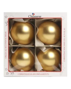 1Pz Pallina Di Vetro Tinta Unita Oro Opaco 100Mm