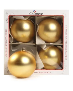 1Pz Pallina Di Vetro Tinta Unita Oro Opaco 100Mm