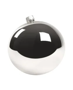 1Pz Pallina Di Vetro Tinta Unita Argento Lucido 100Mm