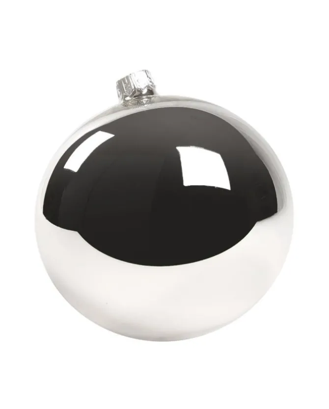 1Pz Pallina Di Vetro Tinta Unita Argento Lucido 100Mm
