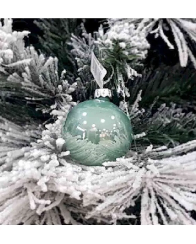 1Pz Pallina Di Vetro Tinta Unita Tiffany Lucido 60Mm Per Albero Di Natale