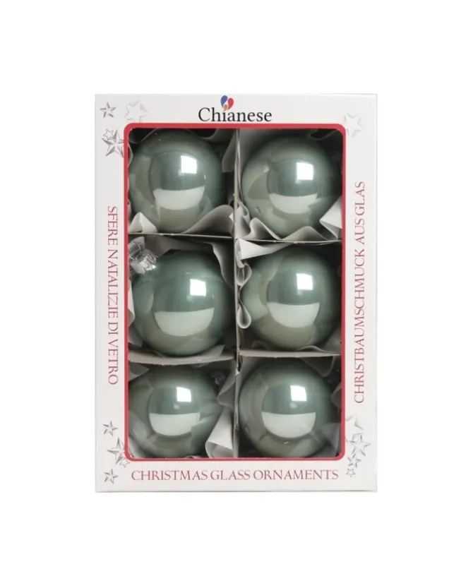 1Pz Pallina Di Vetro Tinta Unita Tiffany Lucido 60Mm Per Albero Di Natale