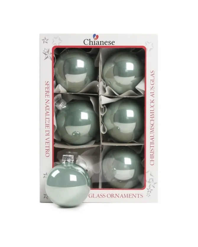 1Pz Pallina Di Vetro Tinta Unita Tiffany Lucido 60Mm Per Albero Di Natale