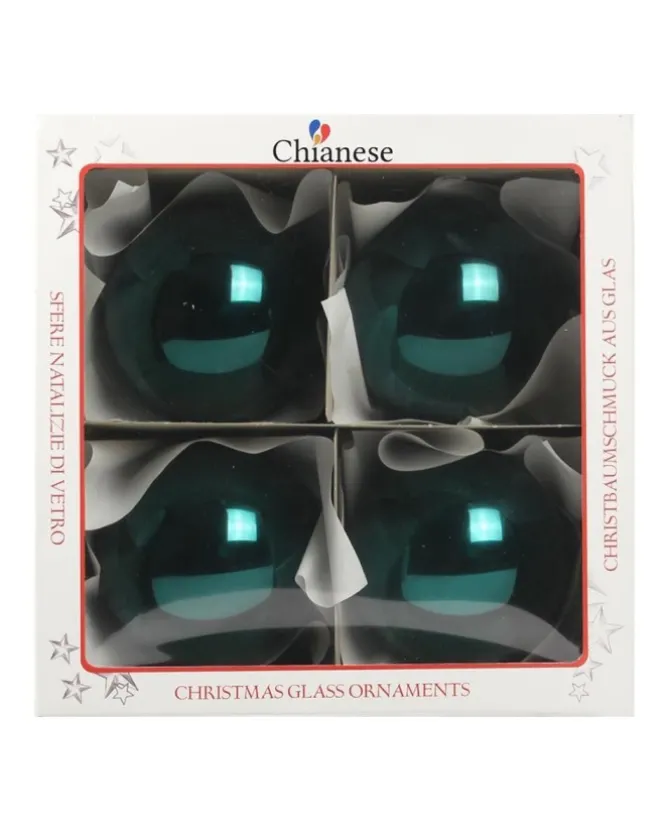 1Pz Pallina Di Vetro Tinta Unita Verde Petrolio Lucido 100Mm