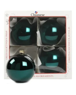 1Pz Pallina Di Vetro Tinta Unita Verde Petrolio Lucido 100Mm