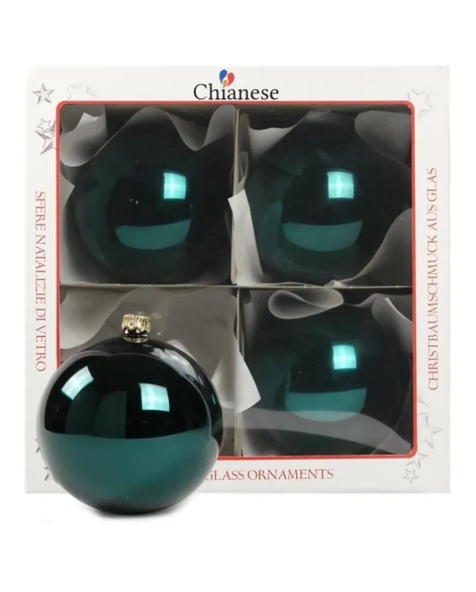 1Pz Pallina Di Vetro Tinta Unita Verde Petrolio Lucido 100Mm