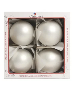 1Pz Pallina Di Vetro Tinta Unita Bianco Opaco 100Mm