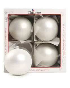 1Pz Pallina Di Vetro Tinta Unita Bianco Opaco 100Mm