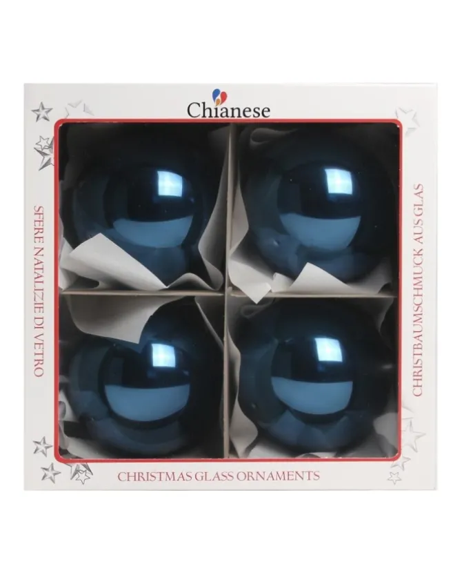 1Pz Pallina Di Vetro Tinta Unita Blu Lucido 100Mm