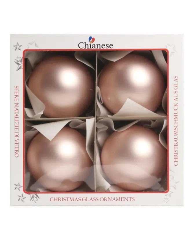 1Pz Pallina Di Vetro Tinta Unita Rosa Opaco 100Mm