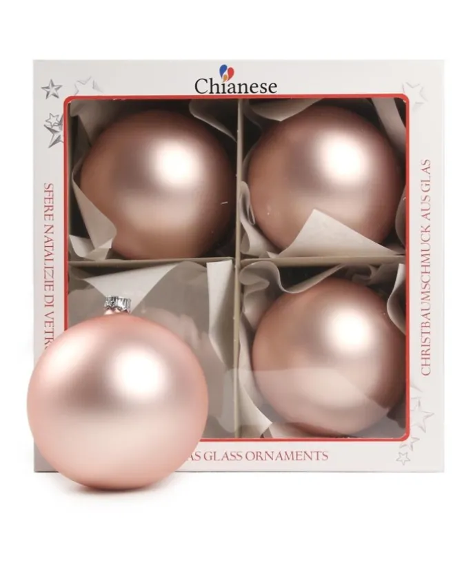 1Pz Pallina Di Vetro Tinta Unita Rosa Opaco 100Mm