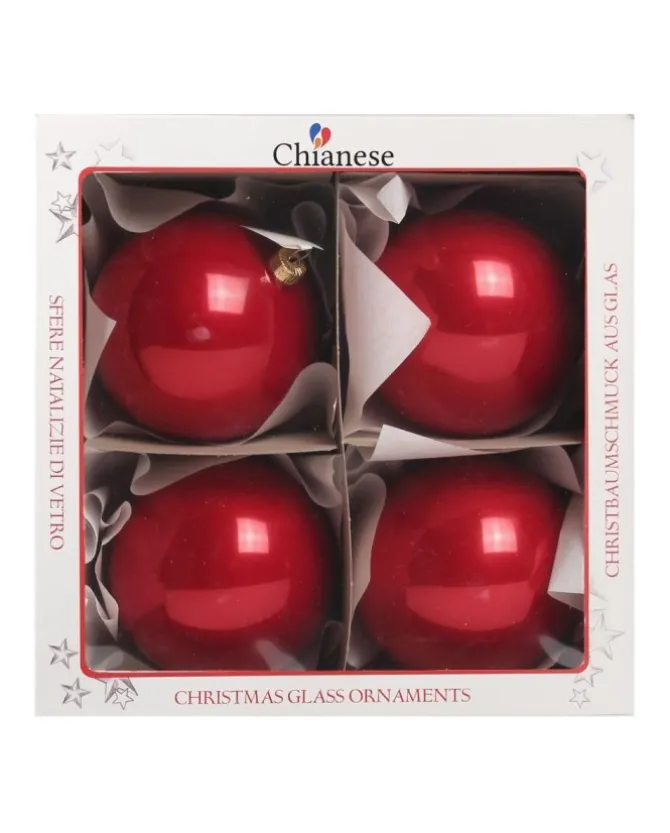 1Pz Pallina Di Vetro Tinta Unitarosso Lucido 100Mm