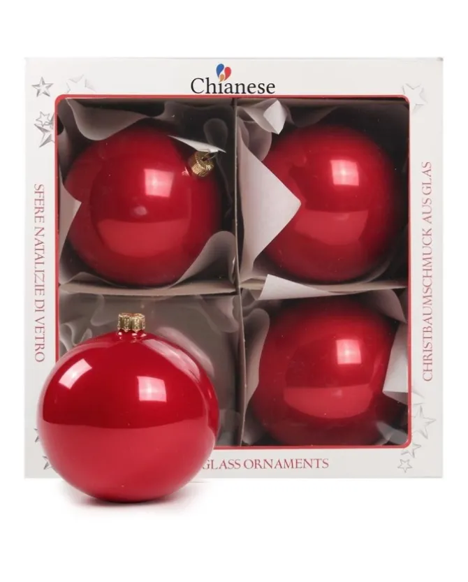 1Pz Pallina Di Vetro Tinta Unitarosso Lucido 100Mm