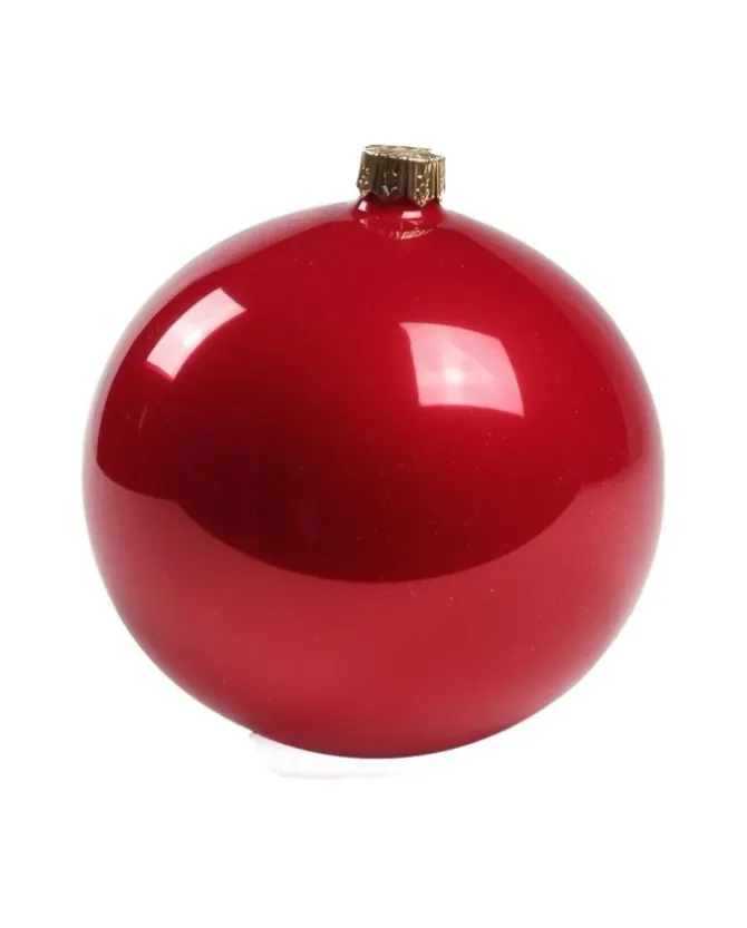 1Pz Pallina Di Vetro Tinta Unitarosso Lucido 100Mm