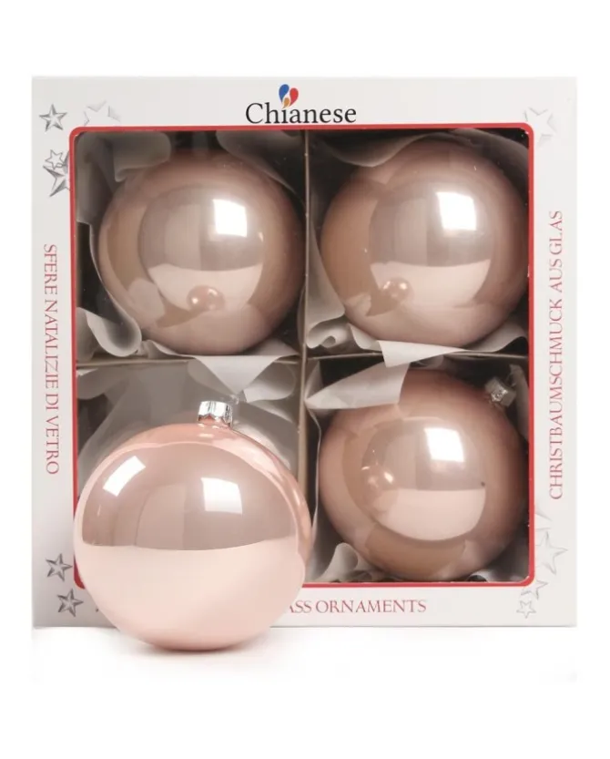 1Pz Pallina Di Vetro Tinta Unita Rosa Lucido 100Mm