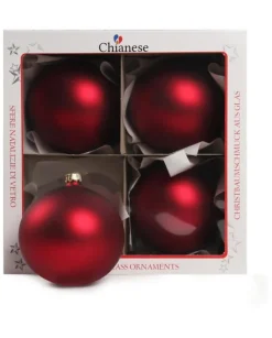 1Pz Pallina Di Vetro Tinta Unita Rosso Opaco 100Mm