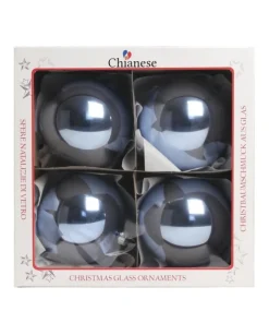 1Pz Pallina Di Vetro Tinta Unita Azzurro Lucido 100Mm