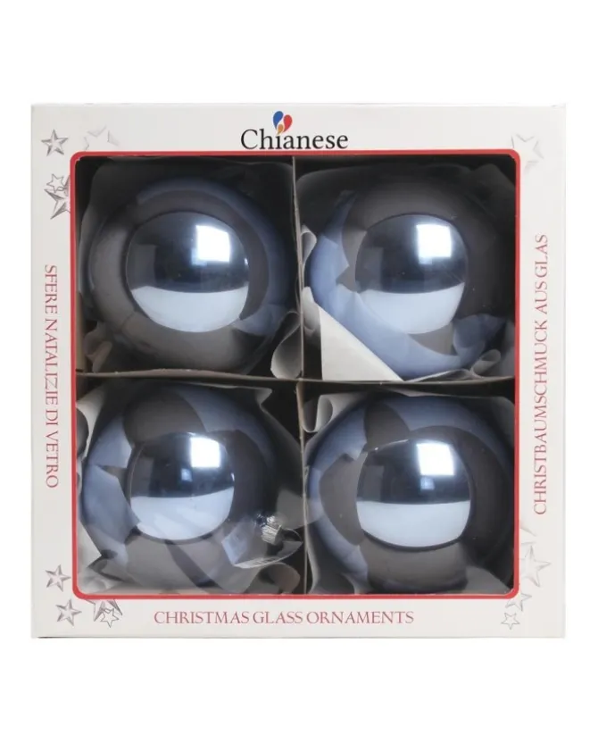 1Pz Pallina Di Vetro Tinta Unita Azzurro Lucido 100Mm