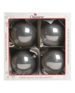 1Pz Pallina Di Vetro Tinta Unita Grigio Lucido 100Mm