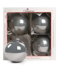 1Pz Pallina Di Vetro Tinta Unita Grigio Lucido 100Mm