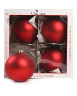 1Pz Pallina Di Vetro Tinta Unita Rosso Opaco 100Mm