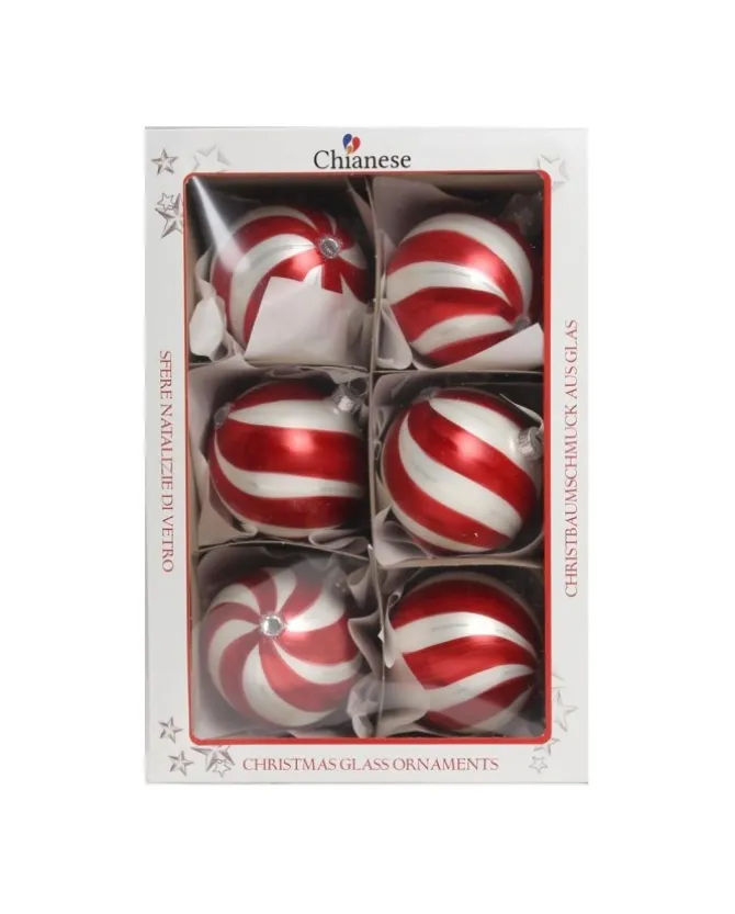 1Pz Pallina In Vetro Decorata A Mano 80Mm