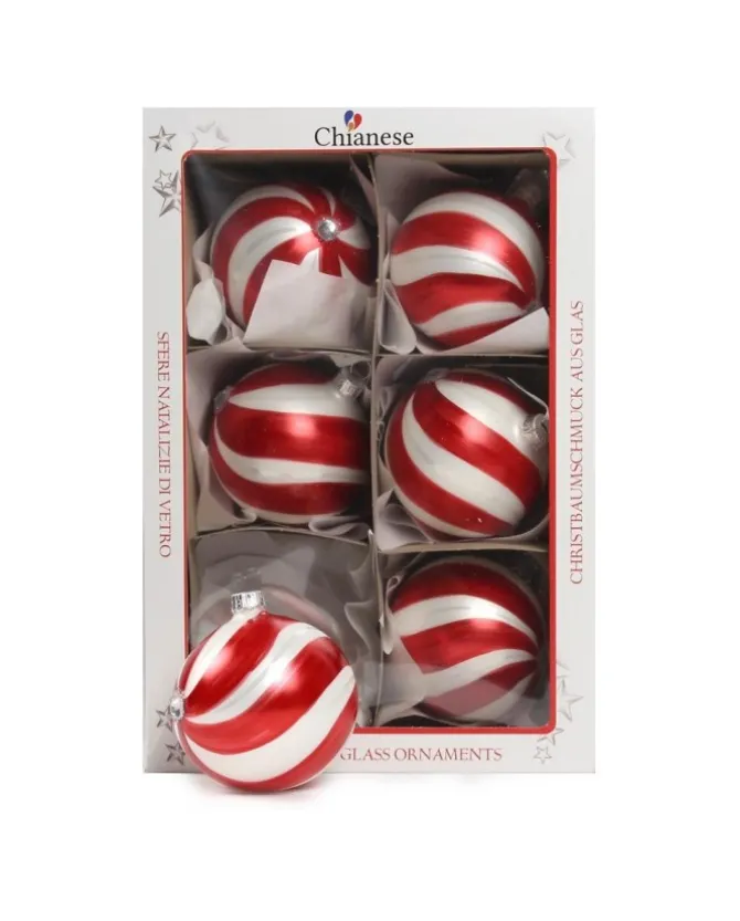 1Pz Pallina In Vetro Decorata A Mano 80Mm