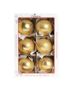 1Pz Pallina In Vetro Decorata A Mano Oro Opaco 80Mm