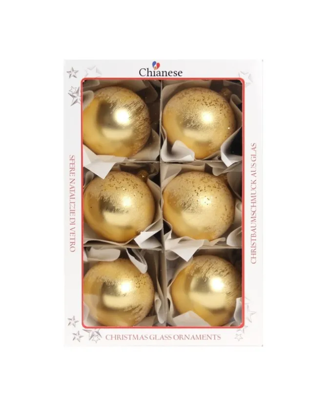 1Pz Pallina In Vetro Decorata A Mano Oro Opaco 80Mm