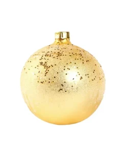 1Pz Pallina In Vetro Decorata A Mano Oro Opaco 80Mm