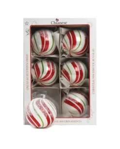 1Pz Pallina In Vetro Decorata A Mano 80Mm