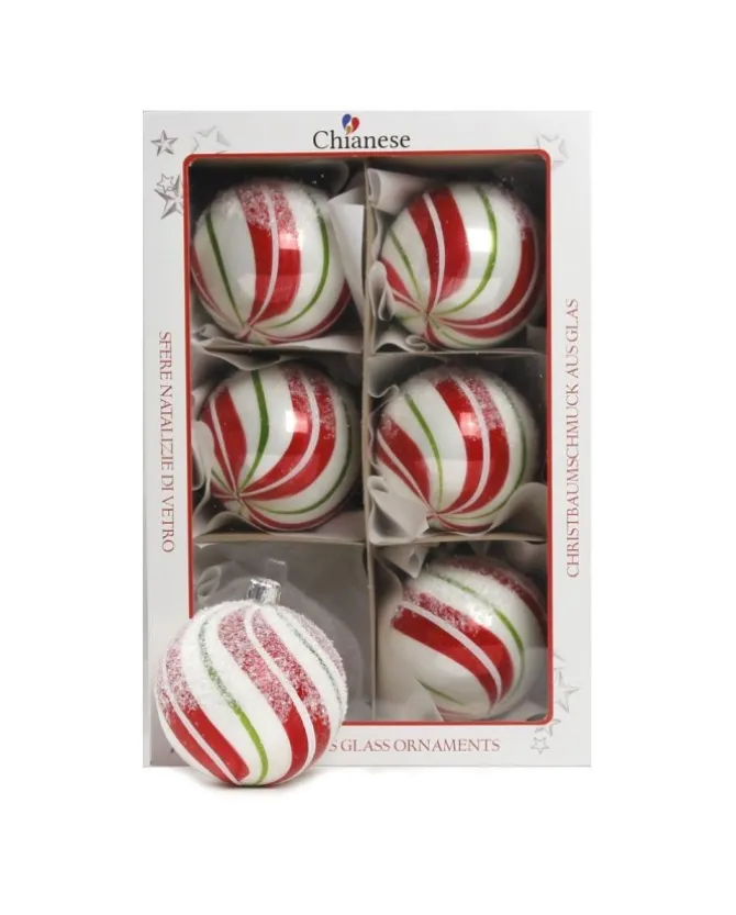 1Pz Pallina In Vetro Decorata A Mano 80Mm