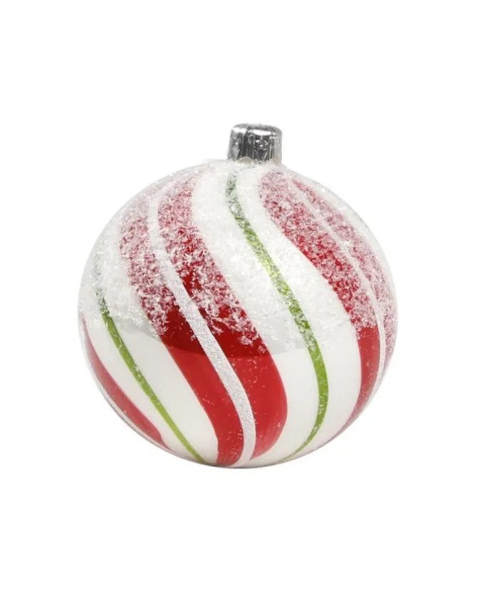 1Pz Pallina In Vetro Decorata A Mano 80Mm