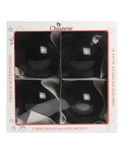 1Pz Pallina In Vetro Tinta Unita Nero Lucido 100Mm