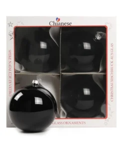 1Pz Pallina In Vetro Tinta Unita Nero Lucido 100Mm