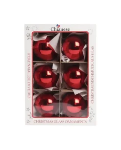 1Pz Pallina In Vetro Tinta Unita Rosso Lucido 60 Mm