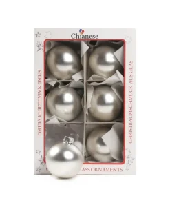 1Pz Pallina In Vetro Tinta Unita Argento Opaco 60 Mm