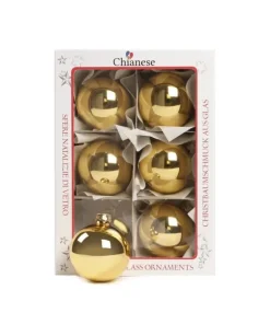 1Pz Pallina In Vetro Tinta Unita Oro Lucido 60 Mm