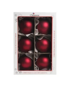 1Pz Pallina In Vetro Tinta Unita Rosso Opaco 80 Mm