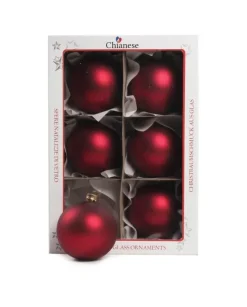 1Pz Pallina In Vetro Tinta Unita Rosso Opaco 80 Mm