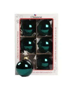 1Pz Pallina In Vetro Tinta Unita Verde Petrolio Lucido 60 Mm