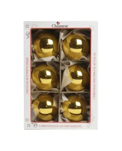 1Pz Pallina In Vetro Tinta Unita Oro Lucido 80 Mm