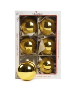 1Pz Pallina In Vetro Tinta Unita Oro Lucido 80 Mm