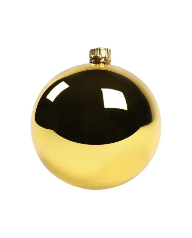 1Pz Pallina In Vetro Tinta Unita Oro Lucido 80 Mm