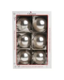 1Pz Pallina In Vetro Tinta Unita Argento Opaco 80 Mm